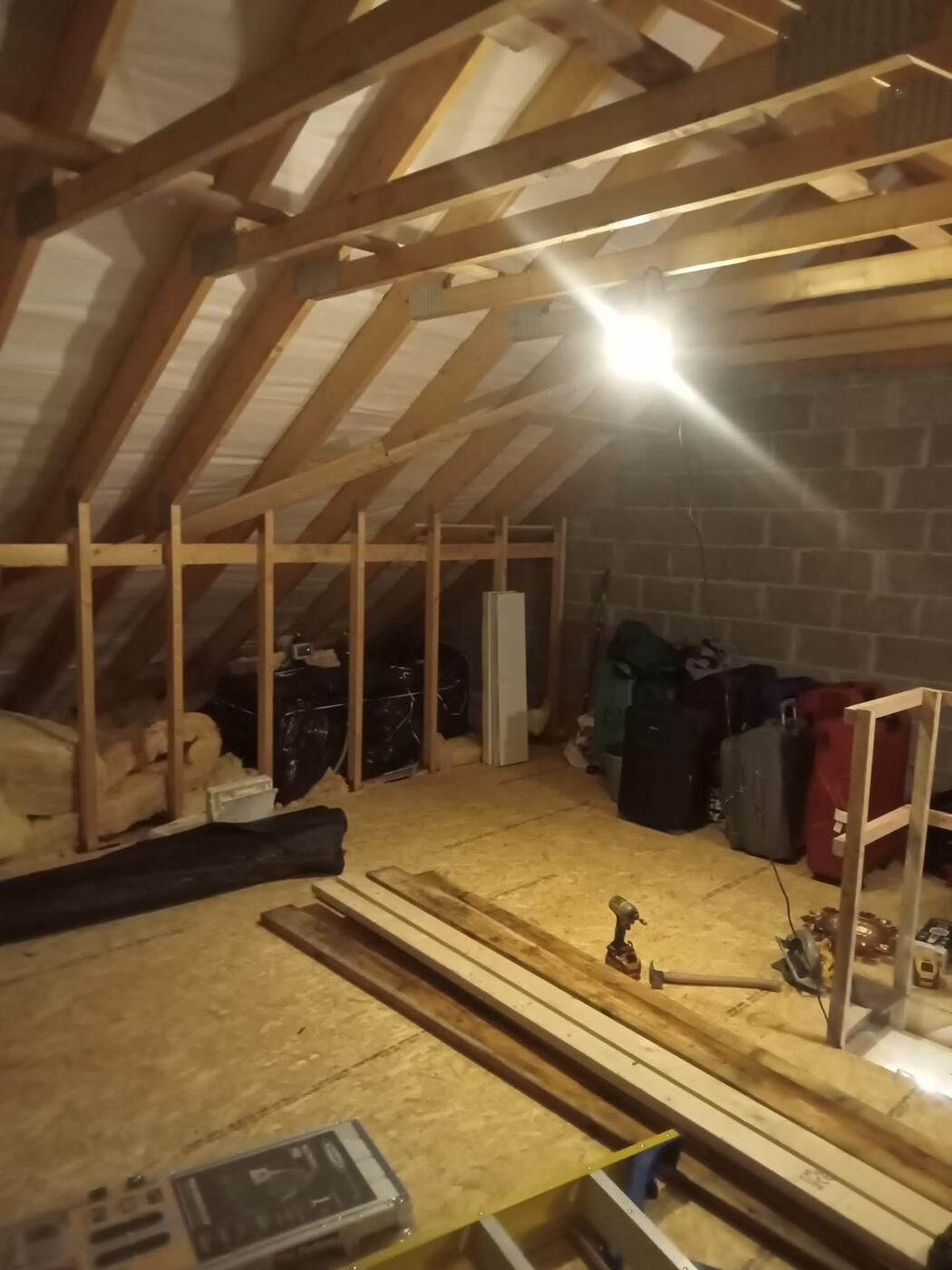 Close-up roof truss carpentry